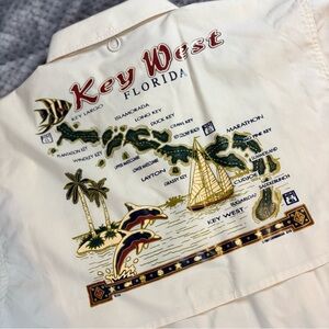 Key West Florida Map Casual Button Down Shirt - Cream